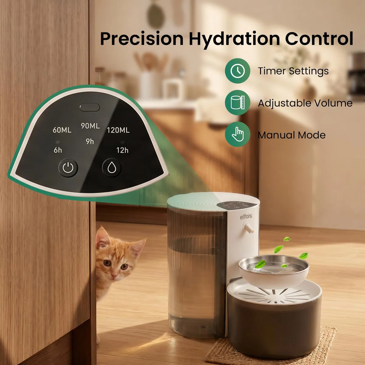 Fuente de agua para gatos sin filtro, dispensador de agua recargable inalámbrico para mascotas con gran capacidad de 3 litros, tanques de agua limpios y sucios, cuenco de acero inoxidable para gatos y
