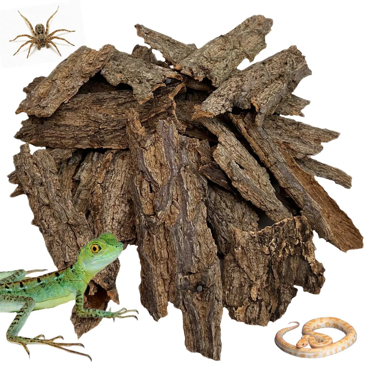 Corteza de corcho para reptiles a granel de 2 libras de madera de corcho para terrario, sustrato de terrario de corcho plano natural para dragón barbudo, serpiente, arañas, cangrejos ermitaños,