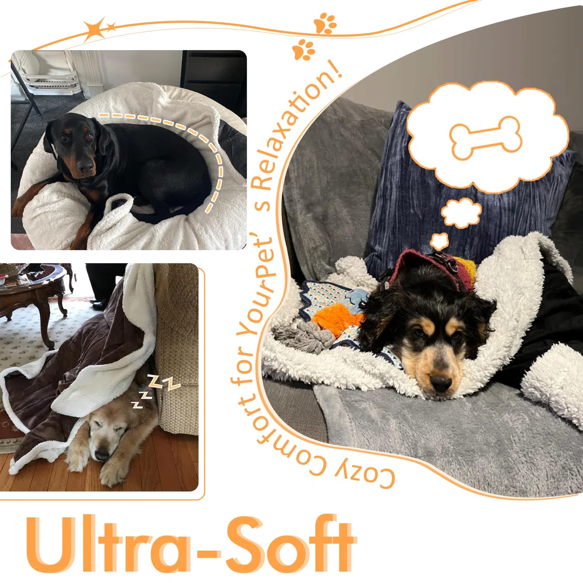 Manta grande para perro, súper suave, cálida, suave, suave, manta de felpa para perros pequeños, medianos y grandes, cachorros, mascotas y gatos