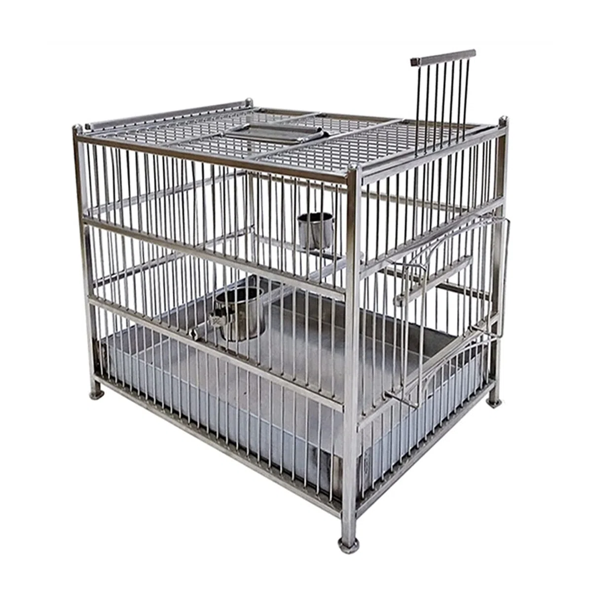 Jaulas para pájaros 304 Bañera de baño de Acero Inoxidable Bañera de baño Parrot Jaula al Aire Libre Baño Cuadrado Birdcage Pet Bird Houses Canarios Jaula Mascota