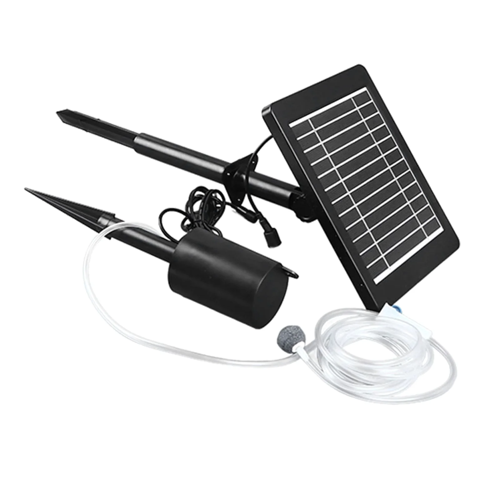 Fabater Bomba de Aire Hidropónica Solar Inserción en el Suelo Bomba de Oxígeno con Energía Solar de 3 Engranajes con Respaldo de Batería de 2200 MAh para Estanque de Peces Al Aire Libre, Acuario e