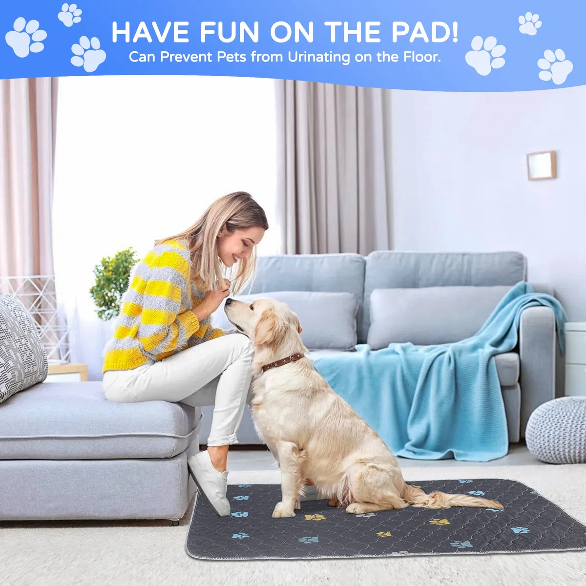 Almohadillas Empapadores Lavables Reutilizables para Orina de Perros, Impermeables, para Entrenamiento de Mascotas (24 x 36 pulgadas)