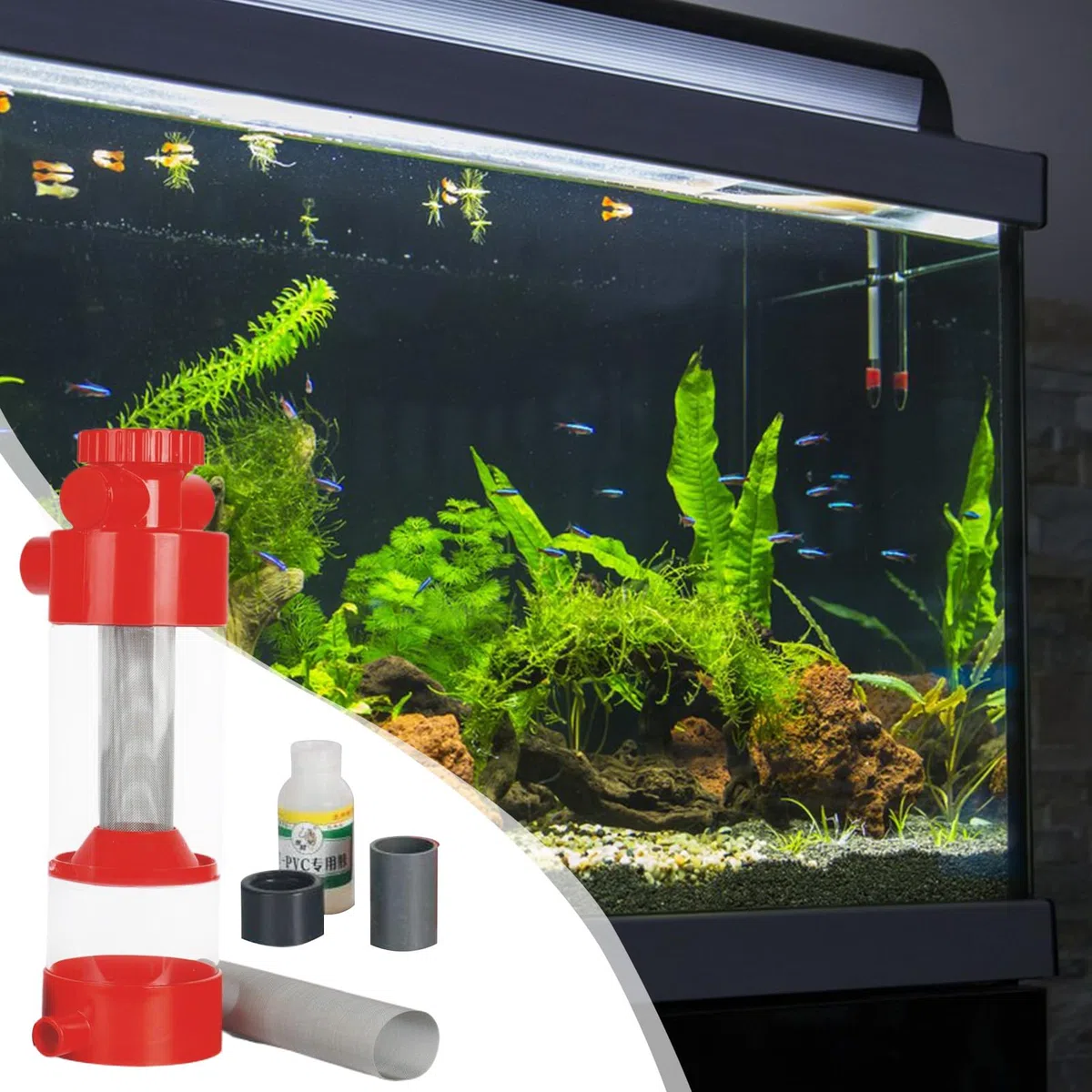 Filtro Recogedor de Cacas de Peces Separador Filtro de Excrementos para | Equipo de Limpieza, Separador Externo para Filtración de Acuario Betta y Gambas
