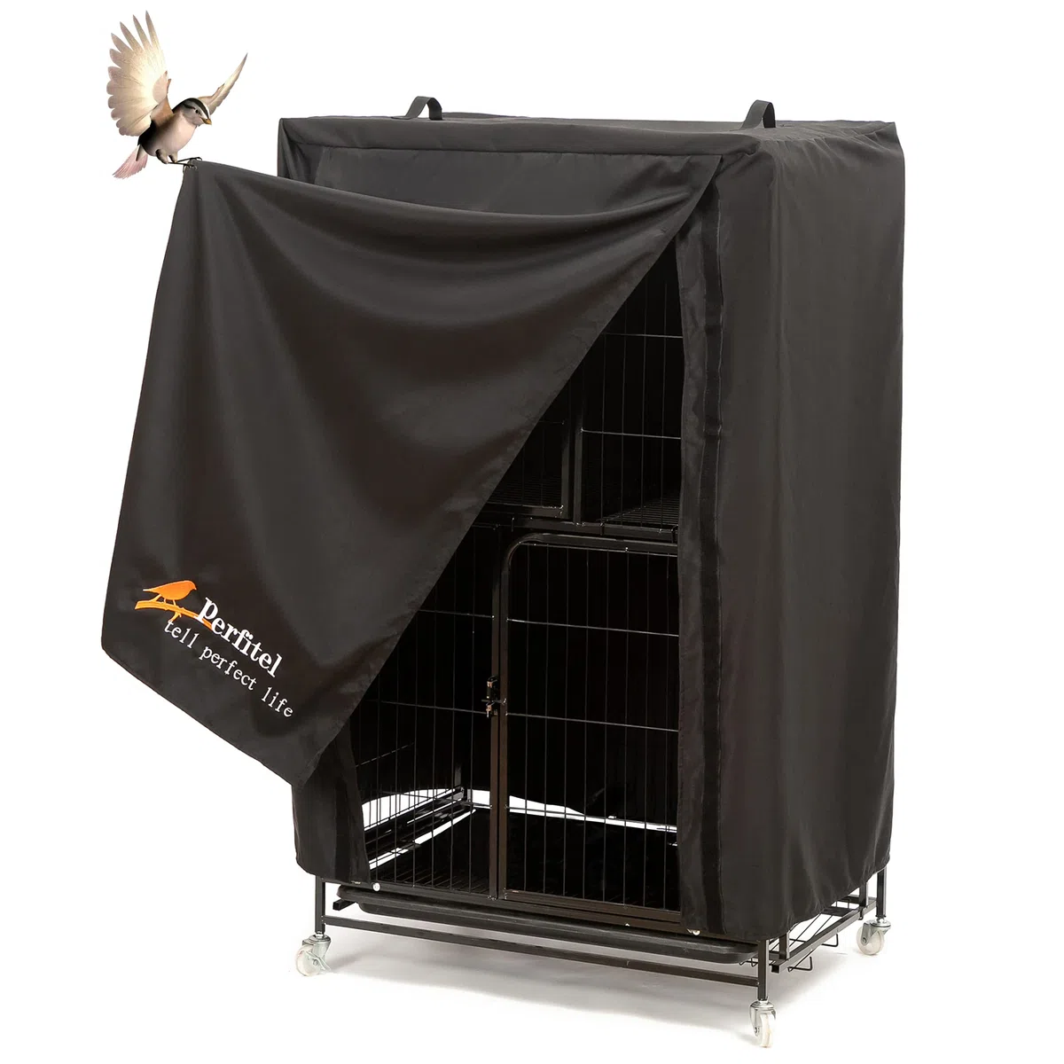 Funda grande para jaula de pájaros, color negro, opaca, para jaulas de pájaros | 31 x 21 x 52 pulgadas, material duradero y transpirable y lavable, crea un ambiente silencioso