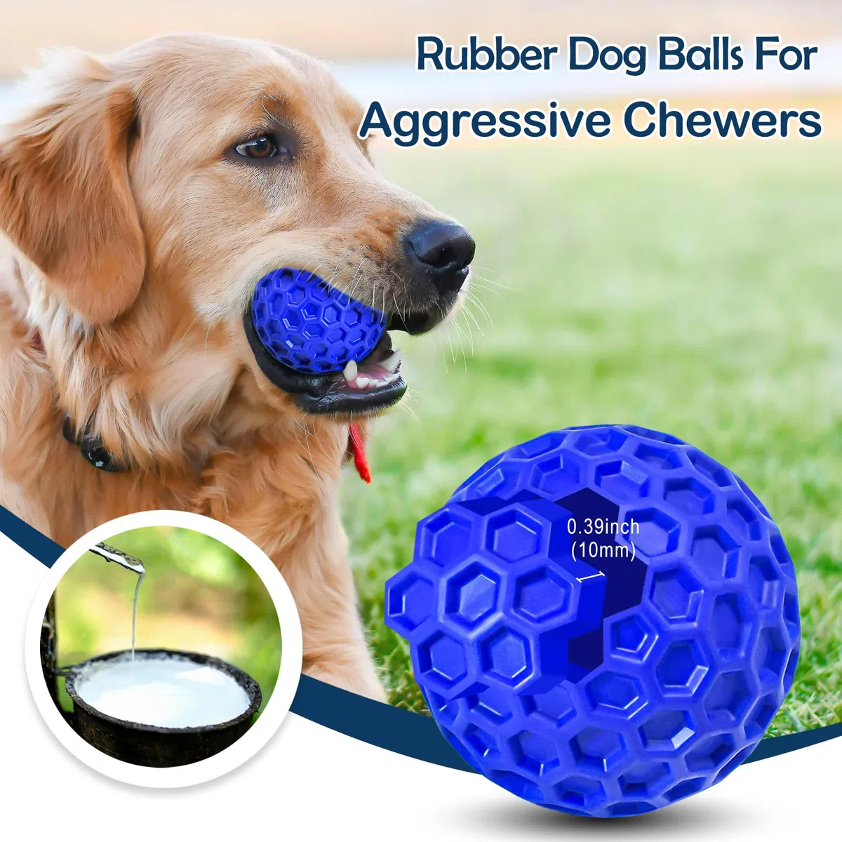 Paquete de 2 bolas indestructibles chirriantes para perros masticadores agresivos, juguetes interactivos para dentición, aliviar la ansiedad. Juguete para perros para razas grandes, medianas y