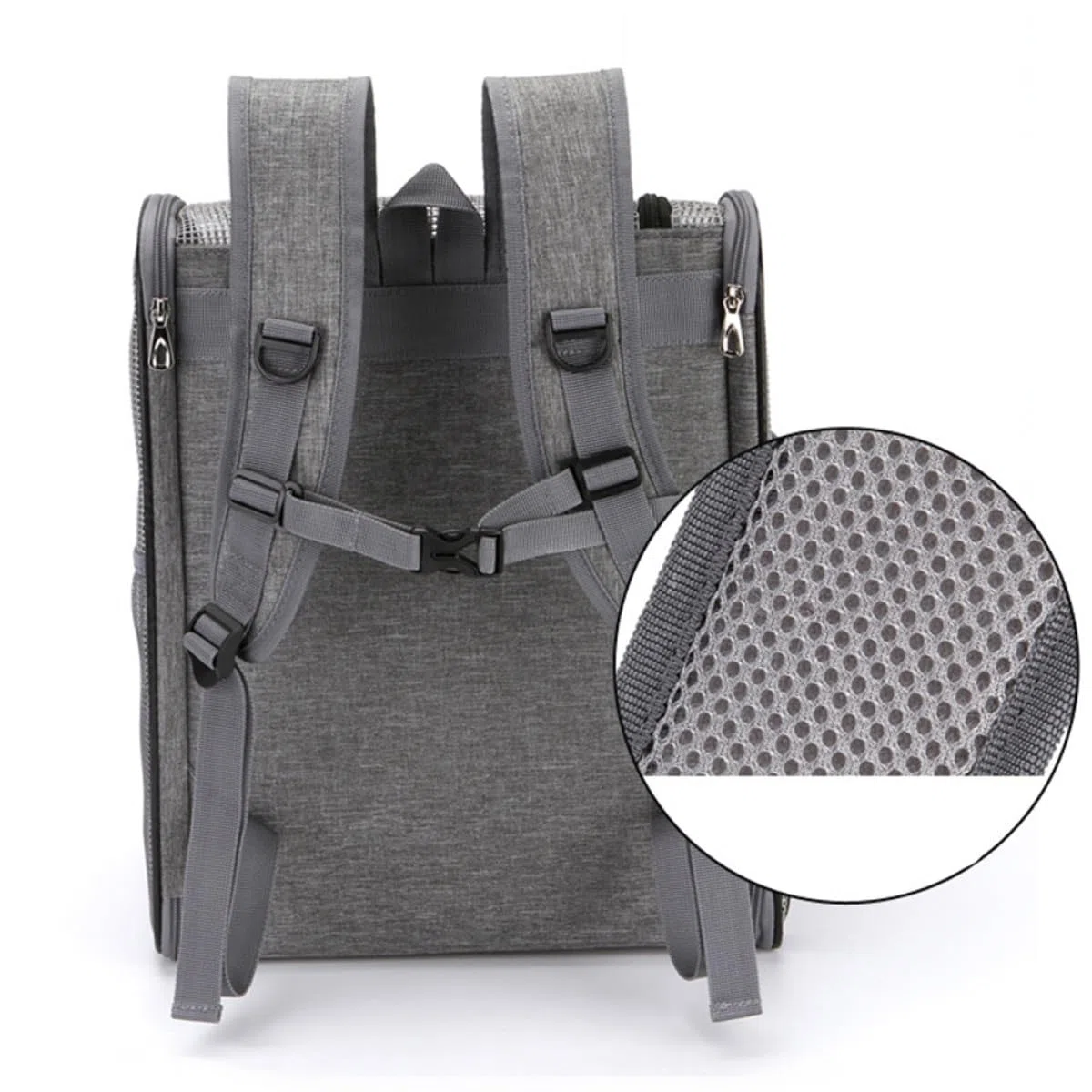 Homoyoyo Mochila para Mascotas Negra Tamaño L Mochila Bandolera Transpirable de Malla Portátil para Gatos y Perros hasta 15 Kg Ventana Enrollable para Ventilación y Correa Acolchada