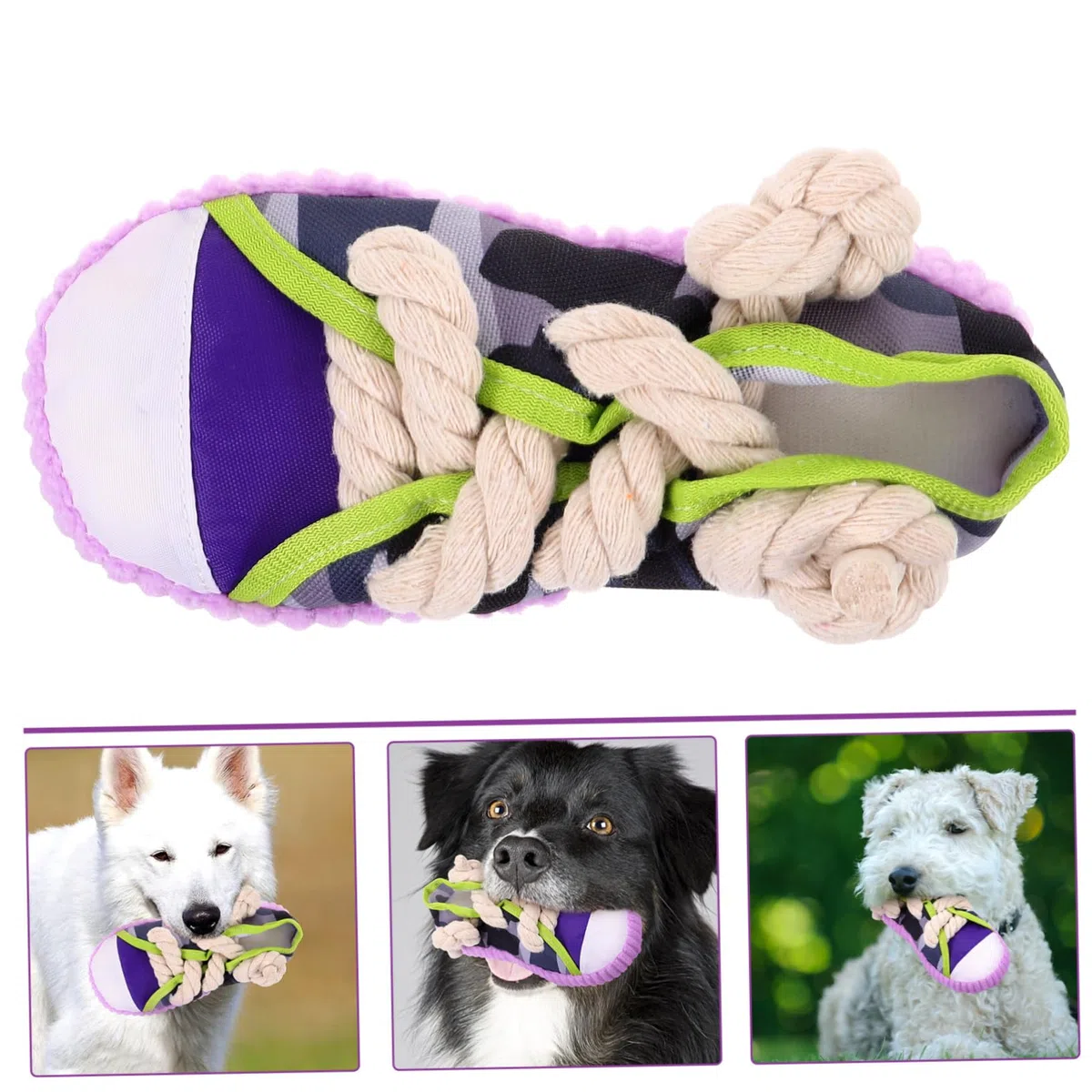 ifundom Juguete para Morder Forma de Zapato para Perros Medianos y Grandes, Chirriante y Fácil de Limpiar Cuerda de Algodón y Lona