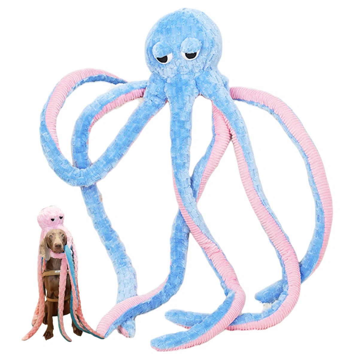 Juguete para perros de pulpo, juguetes interactivos para perros chirriantes de 40 pulgadas para masticadores agresivos, pulpo de peluche suave y agradable para la piel para aliviar el aburrimiento, r