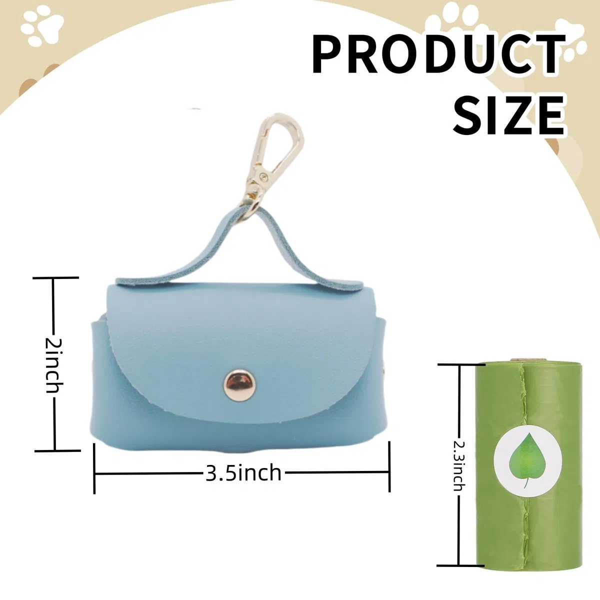 Dispensador de bolsas de cuero para excrementos de perro, portátil y reutilizable, soporte para bolsas de excremento de perro, para caminar, al aire libre, viajes (azul)