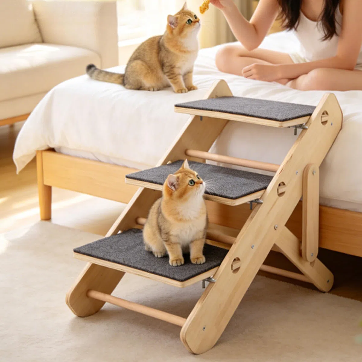 Rampa para Perros Plegable Escaleras Plegables Estables para Mascotas | Para Subir a la Cama o al Sofá para Subir al Sofá, Sillón, Cama o Utilizar en Salón y Dormitorio