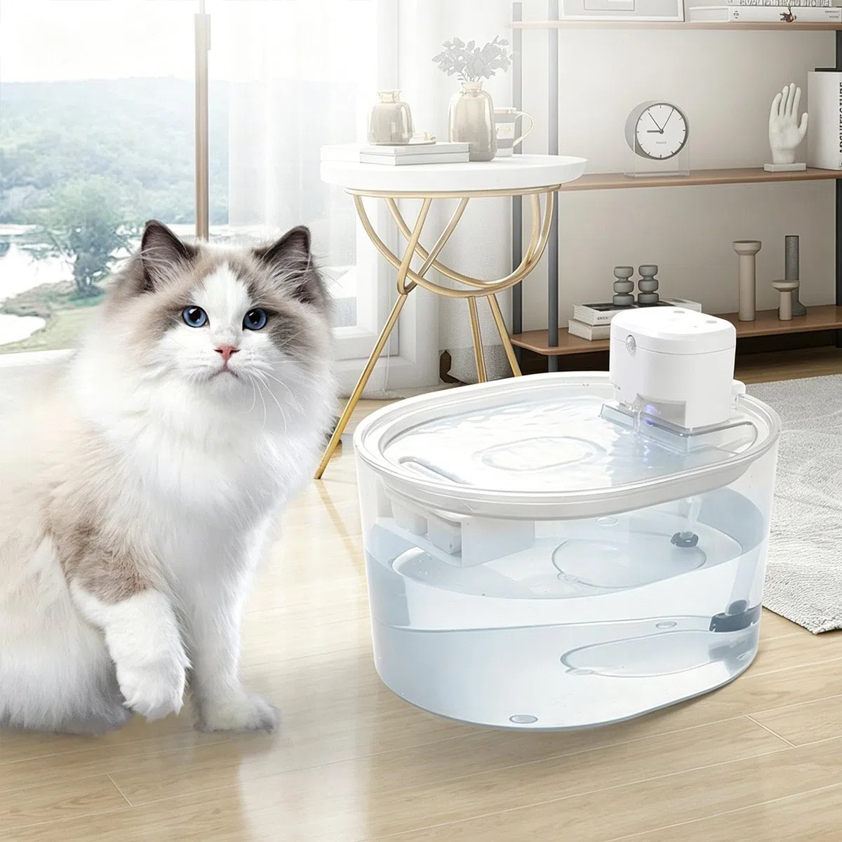 Fuentes para Gatos Dispensador Silencioso Recargable con Sensor 3L | Fuente de Agua Inalámbrica Gatos Bebedero de Mesa y Escritorio, Cachorros, , Perros y Mascotas de Interior