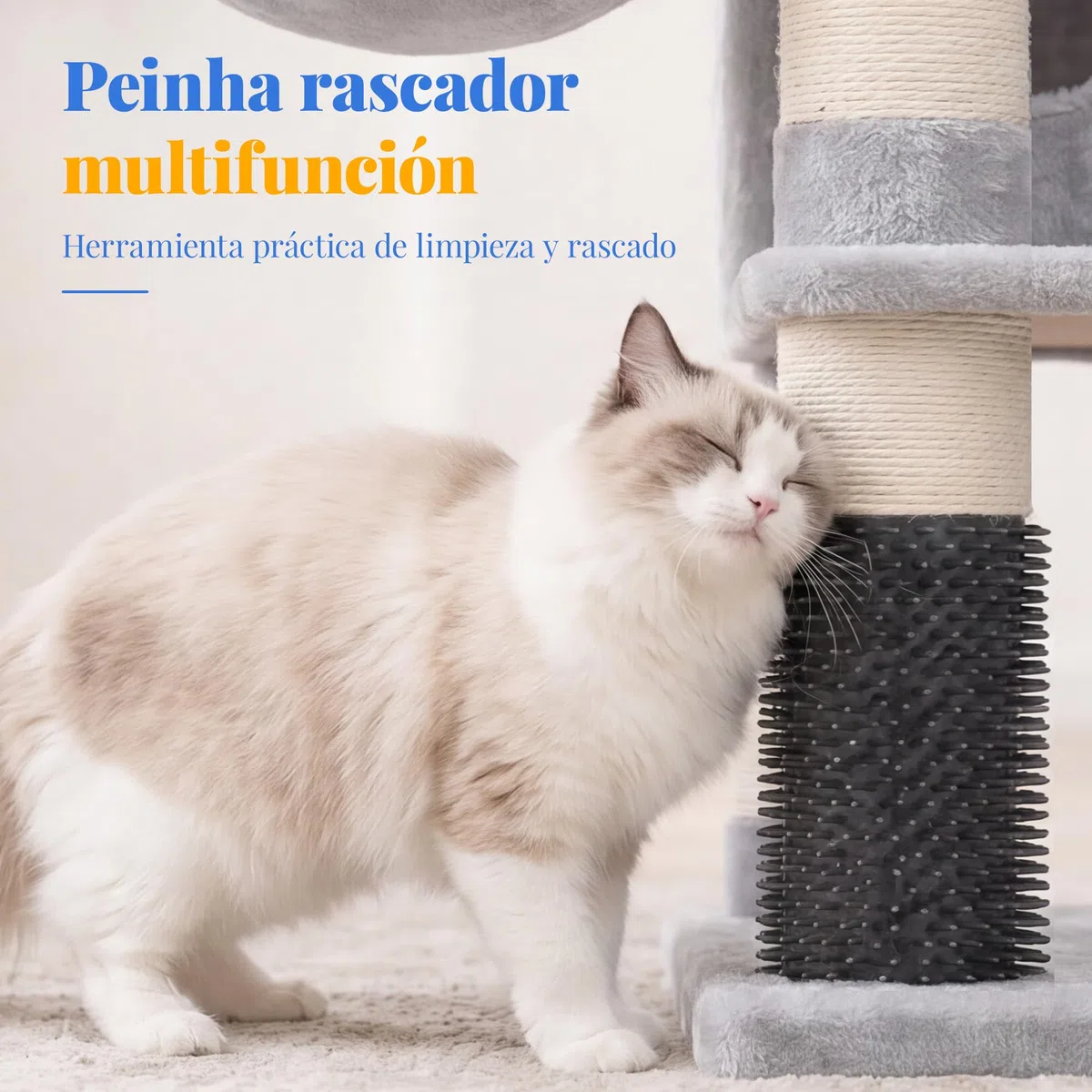 Hey-brother Árbol para Gatos Rascador XXL, Torre de Gatos Multi - Nivel de 188 cm de Altura,con 2 Grandes Plataformas, 3 Cuevas y 2 Cestas, Gris Claro 0EMPJ035-MW