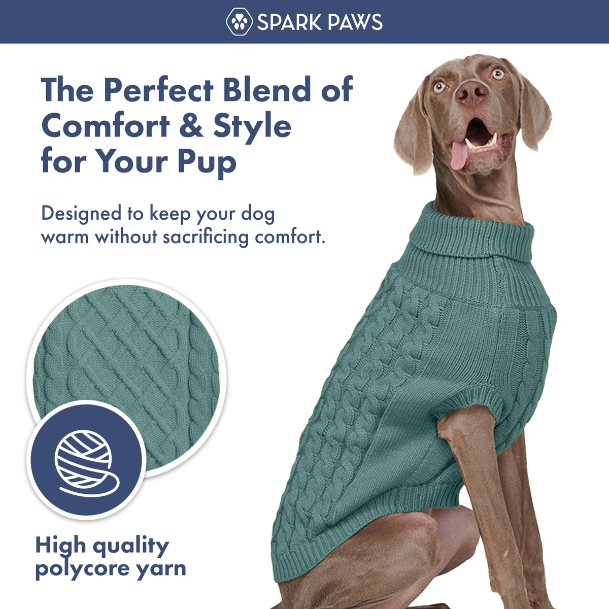 Spark Paws Suéter de punto para perro, suéter de invierno ultrasuave y cálido
