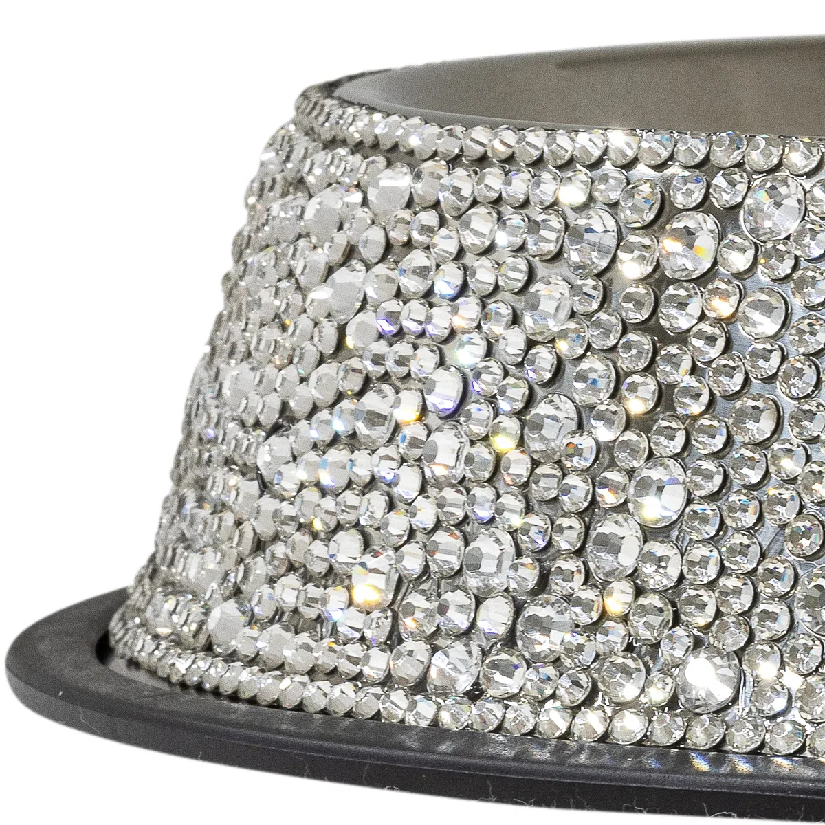 Cuenco para mascotas, diamantes de imitación brillantes en acero inoxidable, base antideslizante, para gatos, perros, otras mascotas, alimentos y agua, plata, mediano, se vende por separado