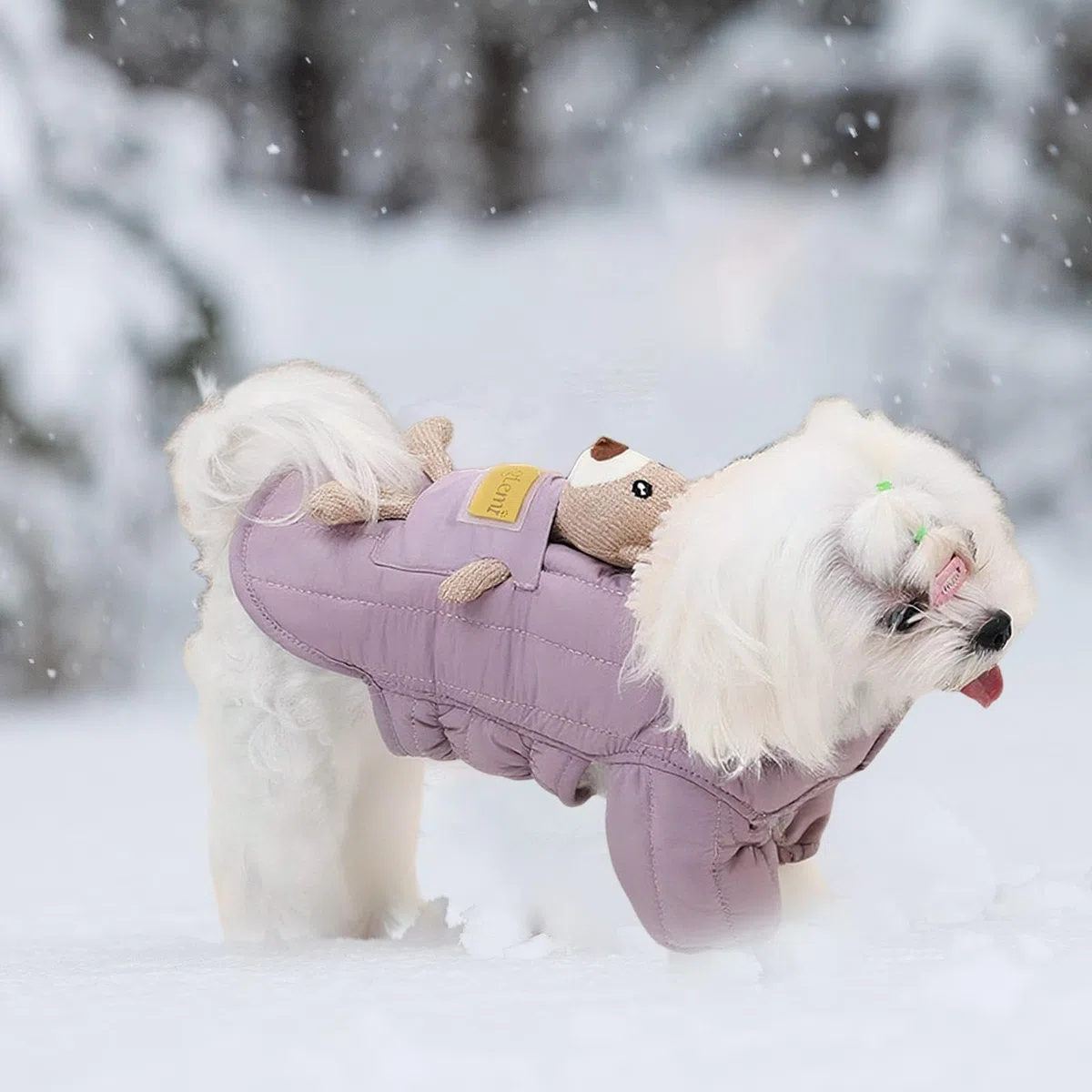 Chaqueta de Invierno para Perro Abrigo Acolchado a Prueba de Viento Traje para Nieve con Puños Elásticos Removible Adecuado para Paseos, Pink M