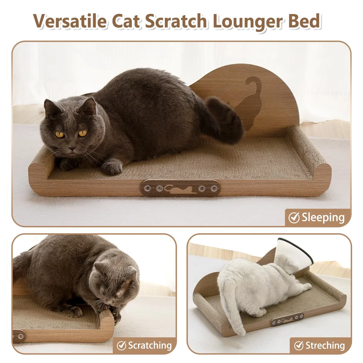 NATUYA Cama de cartón rascador para gatos, sofá grande de 24 pulgadas, almohadilla duradera para gatos de interior