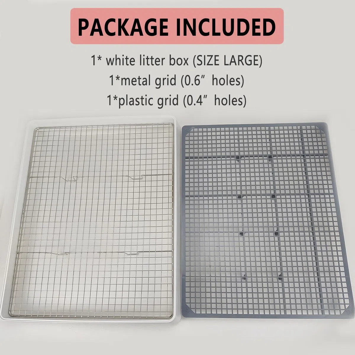 Oncpcare Caja de Arena para Conejo súper Grande de 22 x 18 Pulgadas con 2 Rejillas (Metal y plástico), Bandeja de Arena para Conejos, pequeños Animales para Adultos, Conejo Gigante Flamenco