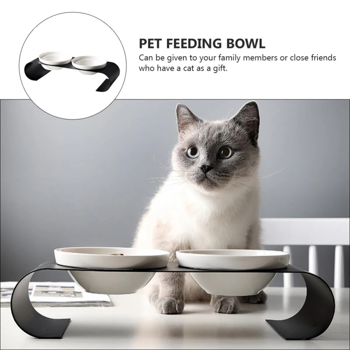 Comedero Elevado de Color Claro para Mascotas Cuencos Dobles de Cerámica y Soporte de Hierro Resistente, Adecuado para Gatos y Perros Pequeños en Casa
