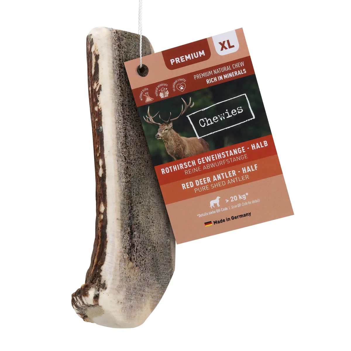 Chewies - Coraza masticable para Perros (Media Barra), diseño de Ciervo Rojo