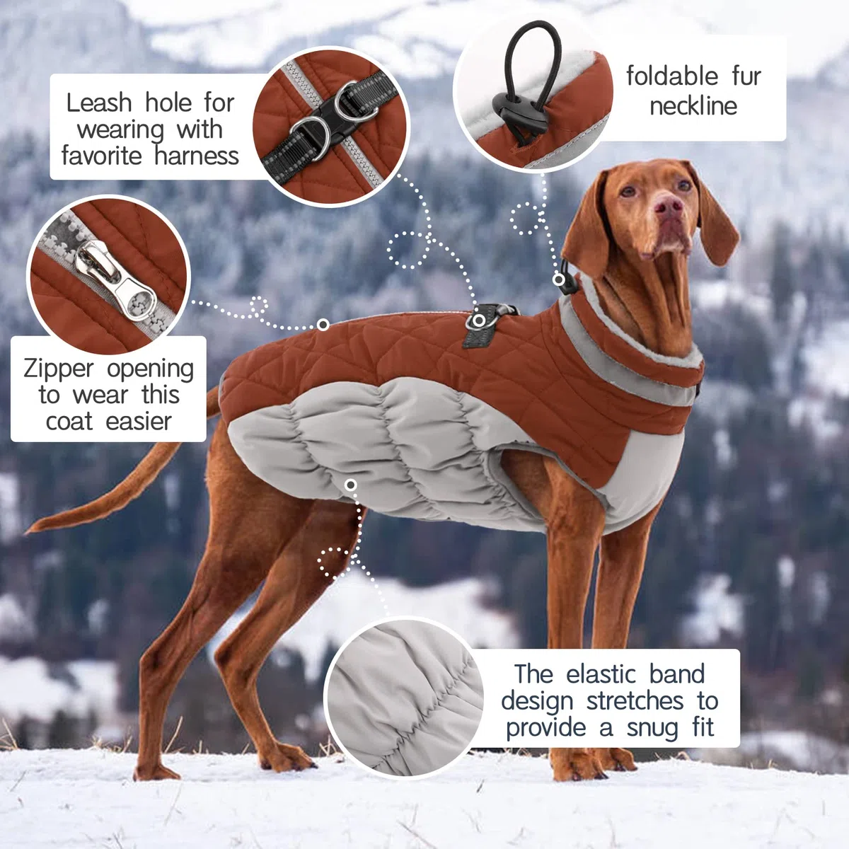 Kuoser Perros Abrigo, Impermeable Chaqueta arnes Perro de Invierno, 3XL | Perros Chaqueta impermeable, abrigo cálido de invierno con cremallera, tiras reflectantes y cordón ajustable para exteriores