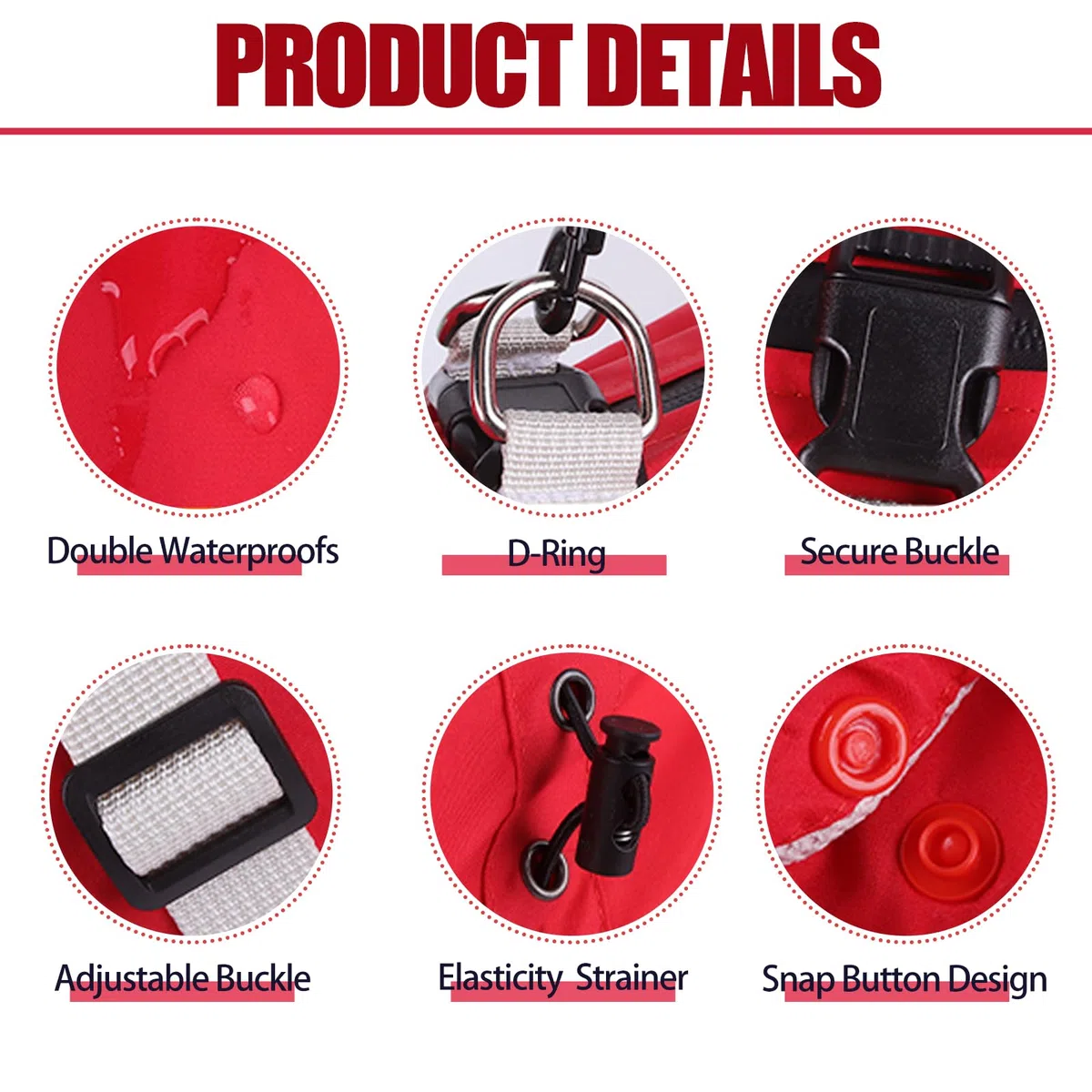 Impermeable para perro, chaqueta impermeable para perro con capucha desmontable y hebillas elásticas ajustables, ligera y vívida, chaqueta impermeable para mascotas de 4 patas con malla
