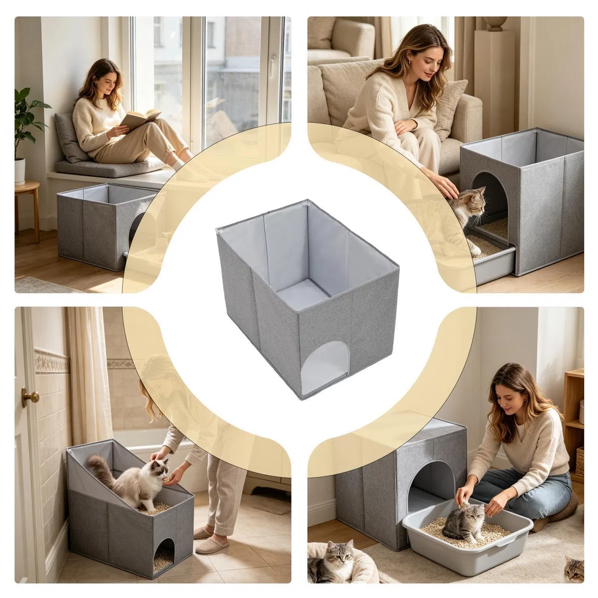 para Arenero de Gato Recinto Abierto con Laterales Altos Y Sin Tapa | Cubierta De Protección Para Arenero Para Garaje, Balcón, Apartamento, Rincón, Salón, Hogar E