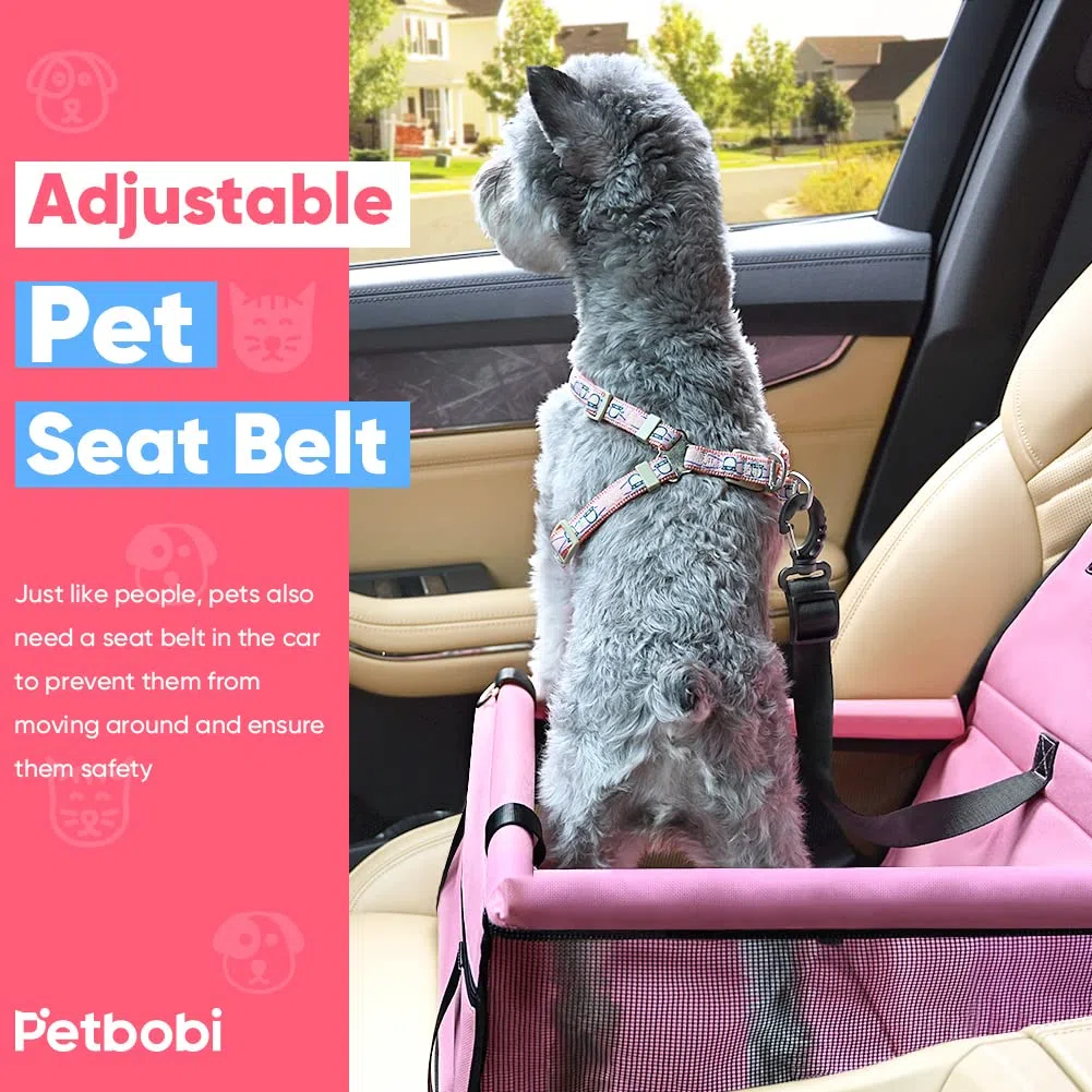 Pet Reinforce - Asiento Elevador de Coche para Perros y Gatos, Bolsa portátil y Transpirable con cinturón de Seguridad, transportador de Perros, Seguridad Estable para Viajes, con Correa de Clip con