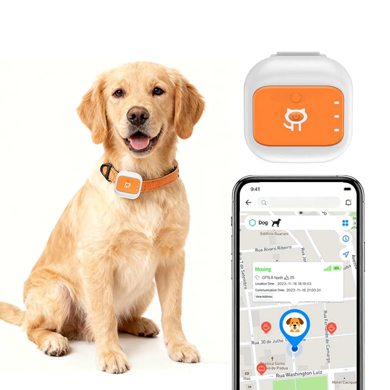 VBESTLIFE Rastreador GPS para Mascotas, Seguimiento de Ubicación en Tiempo Real con Alertas SOS y Geovalla, Soporte Satelital Multisistema para Perros y Gatos, Duración de la Batería de (Versión