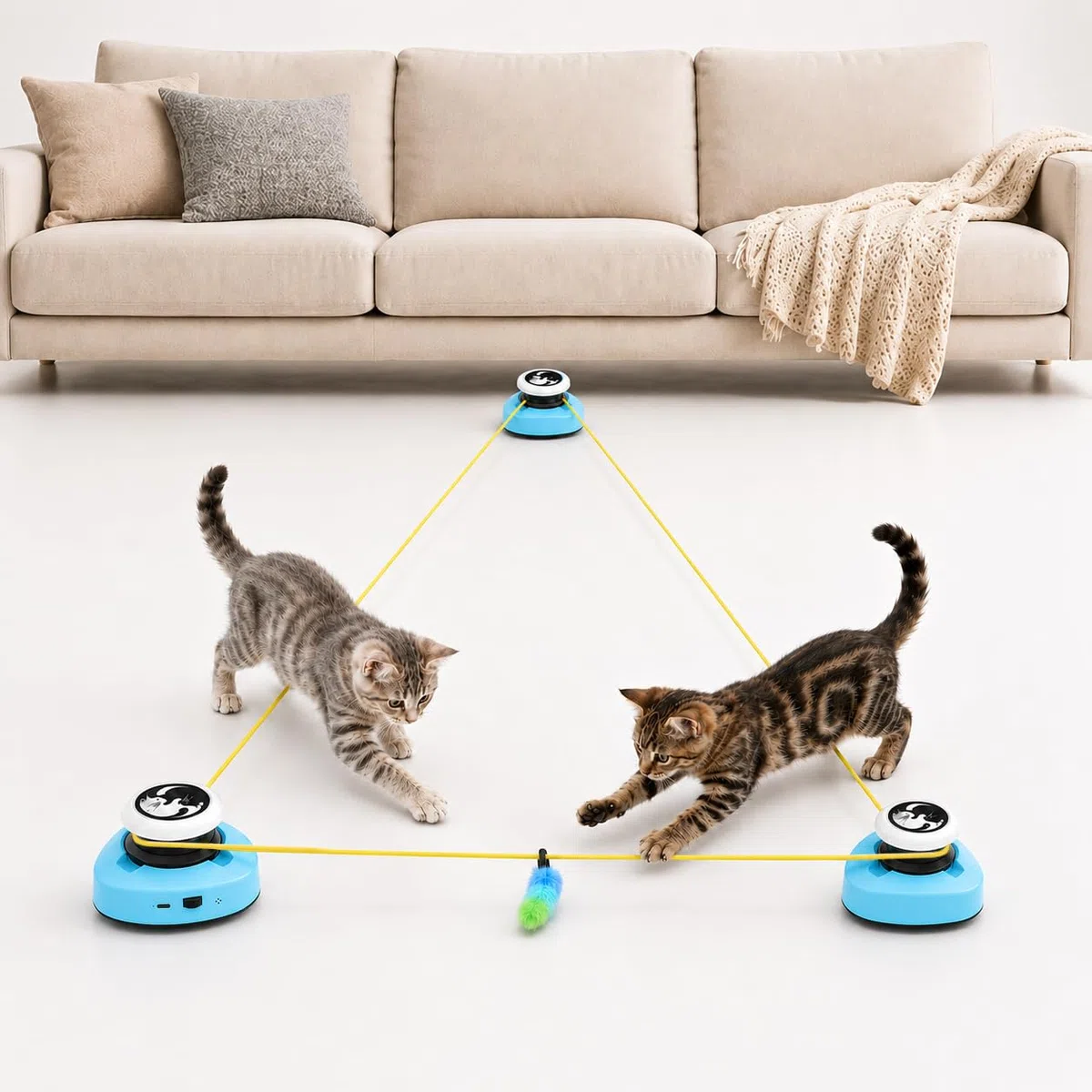 ITSHINY Juguete eléctrico para gatos, juguete interactivo para gatos, autoempleo con caminos ajustables, modos automáticos/manuales, recargable, para jugar activamente la salud