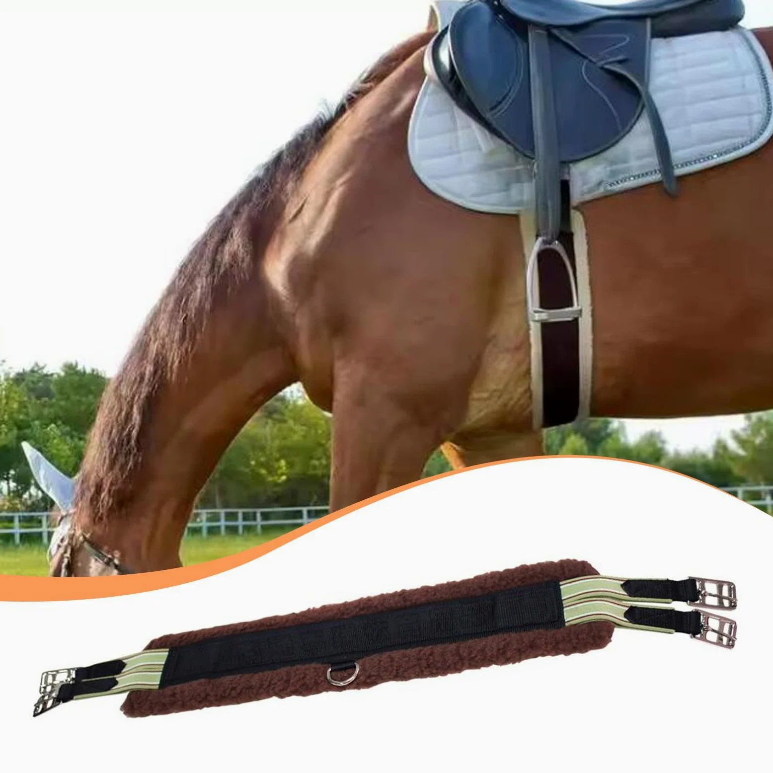 Cincha para Caballo Cincha para Montura Cincha Transpirable Cincha para Equitación con Hebilla de Acero Inoxidable Y Diseño Liviano Adecuada para Pase
