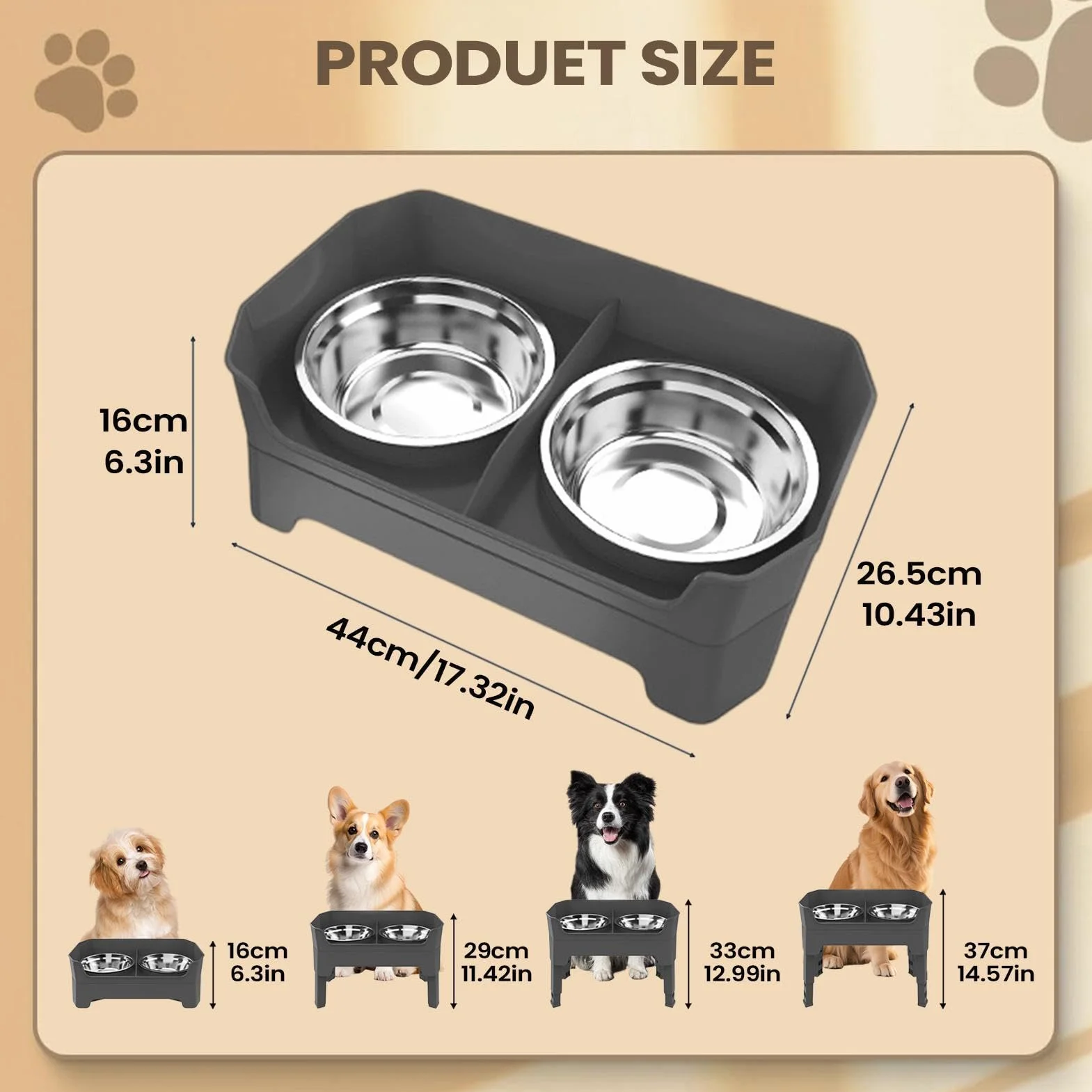 s Elevados Para Perros Doble De 4 Alturas Ajustables