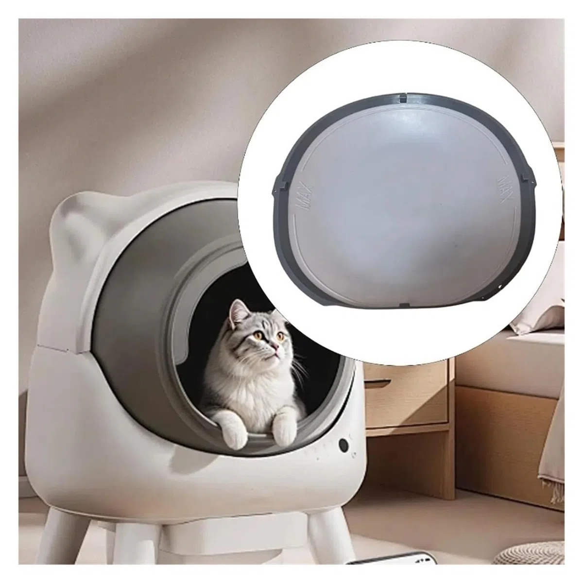 Compatible For Alfombrilla Silicona Caja Gatos Smart Toilet | Alfombrilla silicona, ajuste estable, repuesto gris, fácil limpieza
