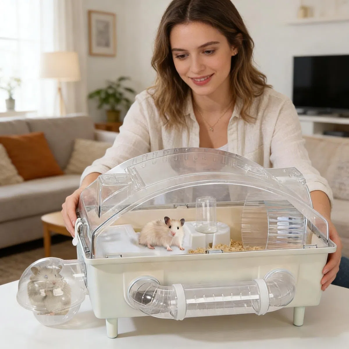Jaula de Hámster Casa de Hábitat para Mascotas | Hábitats Transparentes para Mascotas para Hámster, Chinchilla, Conejo, Erizo, Cobaya Enano, Hurón y