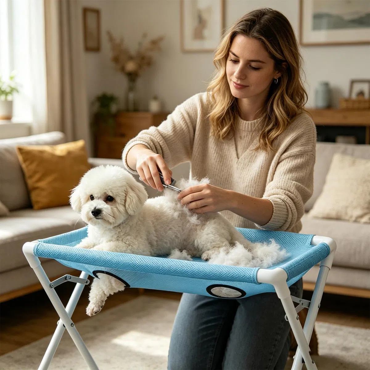 Mesa De Aseo Para Mascotas 8 Orificios Antiescape Desmontable | Mesa De Aseo Para Cachorros Con Restricción para Gatos Cachorros Baño Limpieza de Orejas y Dientes Corte de Uñas