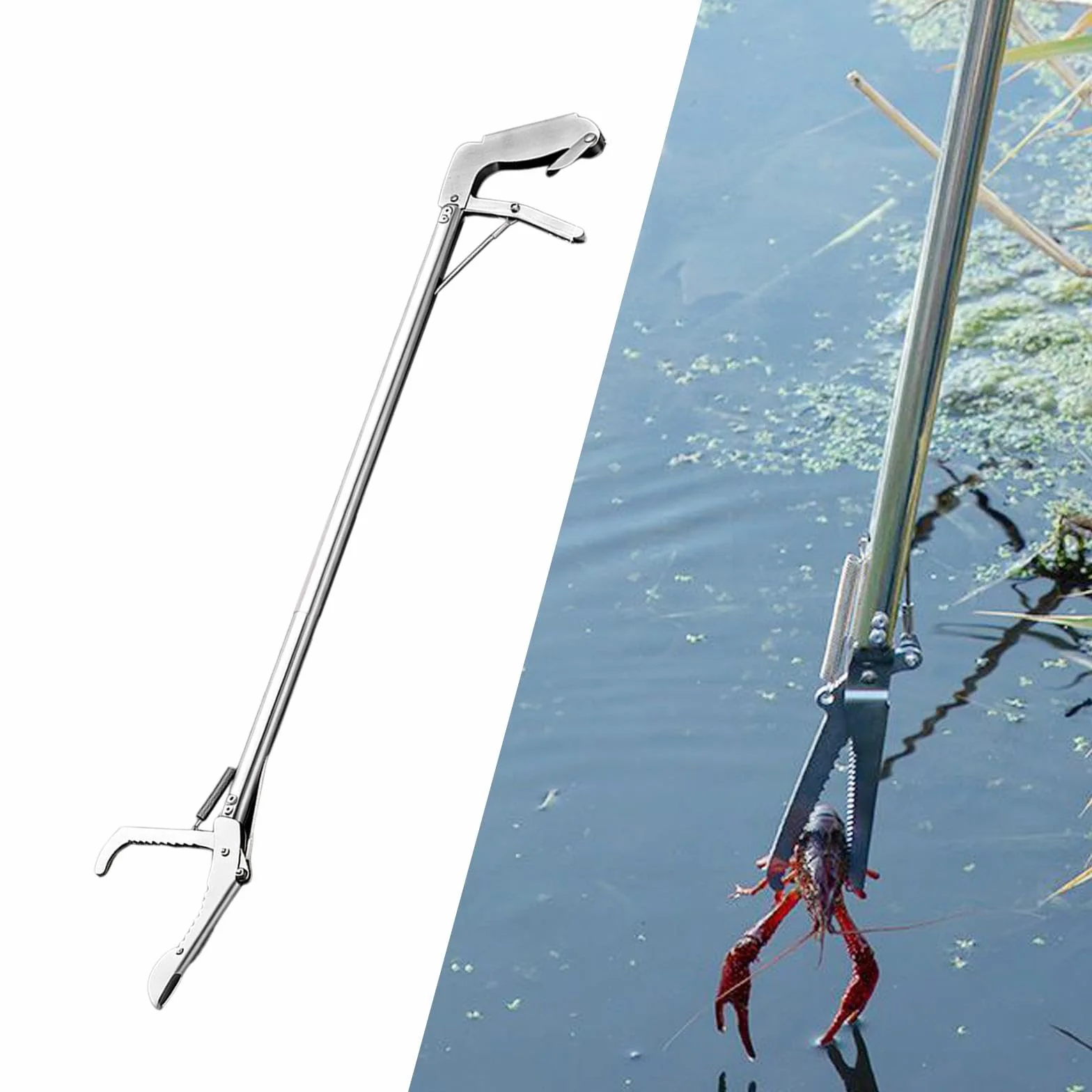 Pinza para Serpientes, Pinza para Serpientes de, Recogedor de Basura Portátil de con Ajustable, Caño Curvo de 200 Cm
