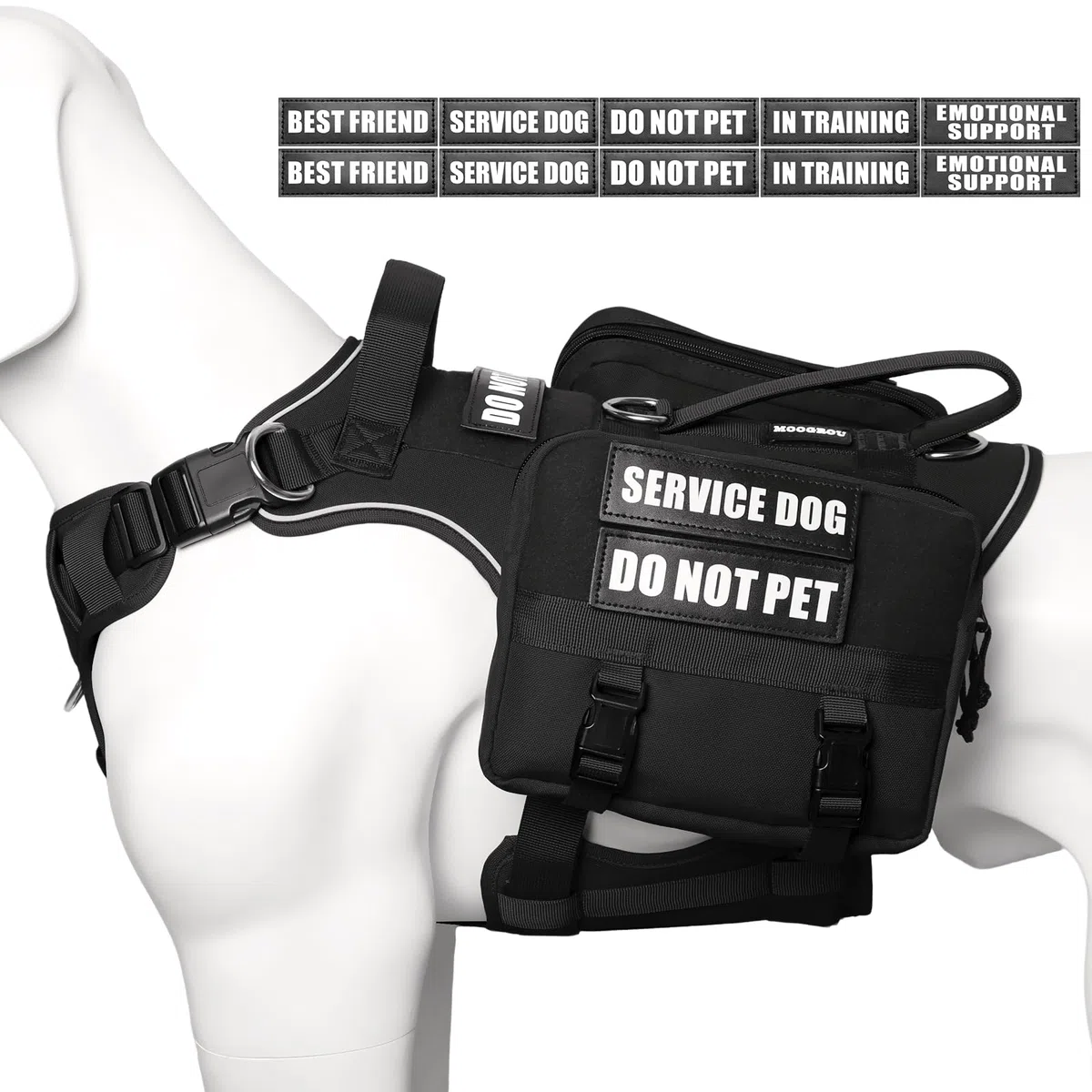 Chaleco para perro de servicio con bolsillos, arnés grande para perro y mochila extraíble para entrenamiento de senderismo, chaleco para mascotas con asa y sistema Molle para parches, color
