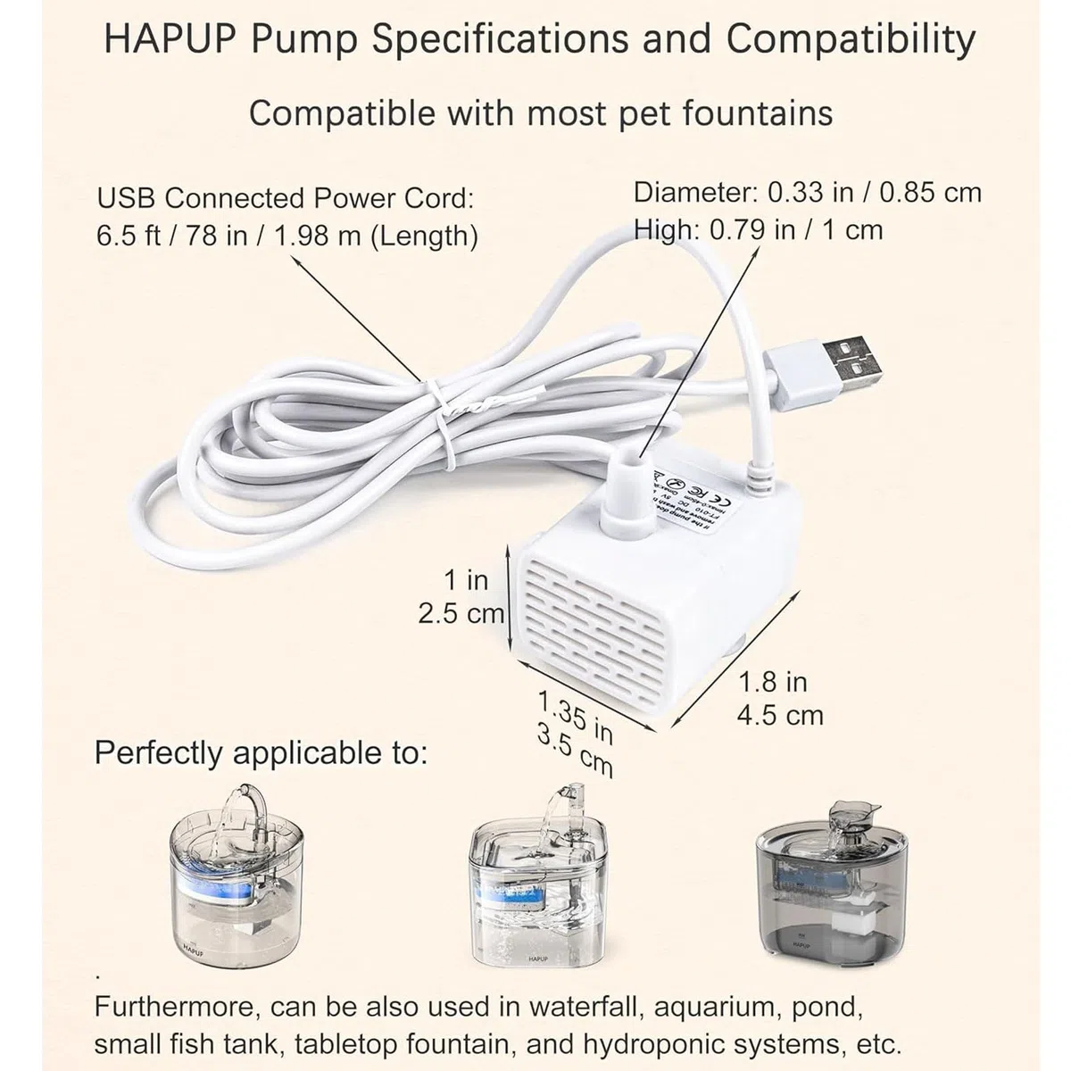 Bomba de agua Bomba de agua para beber, bomba de repuesto Original silenciosa para fuente de agua para mascotas con cable de alimentación Usb para fuente para gatos