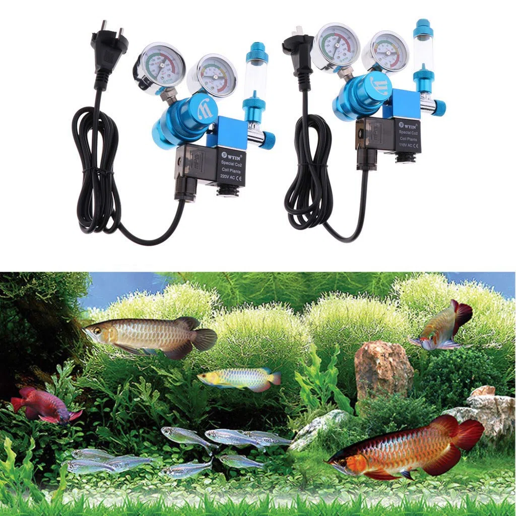 Regulador de presión Acuario, dióxido de Carbono, regulador de CO2 con 2 manómetros y Contador de Burbujas