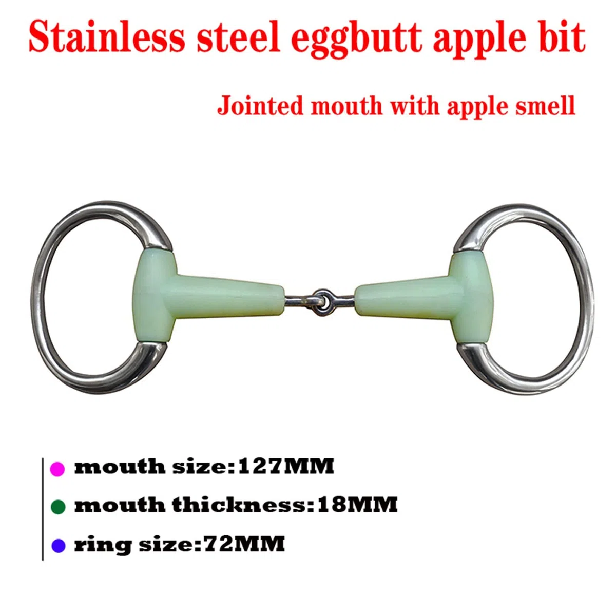 Wygwlg Snaffle Ecuestre de Broca articulada con Anillo de Boca de Caballo de Acero Inoxidable, a Prueba de óxido de Alto Grado, Suministros ecuestres (Color : Silver, Size : 127mm)