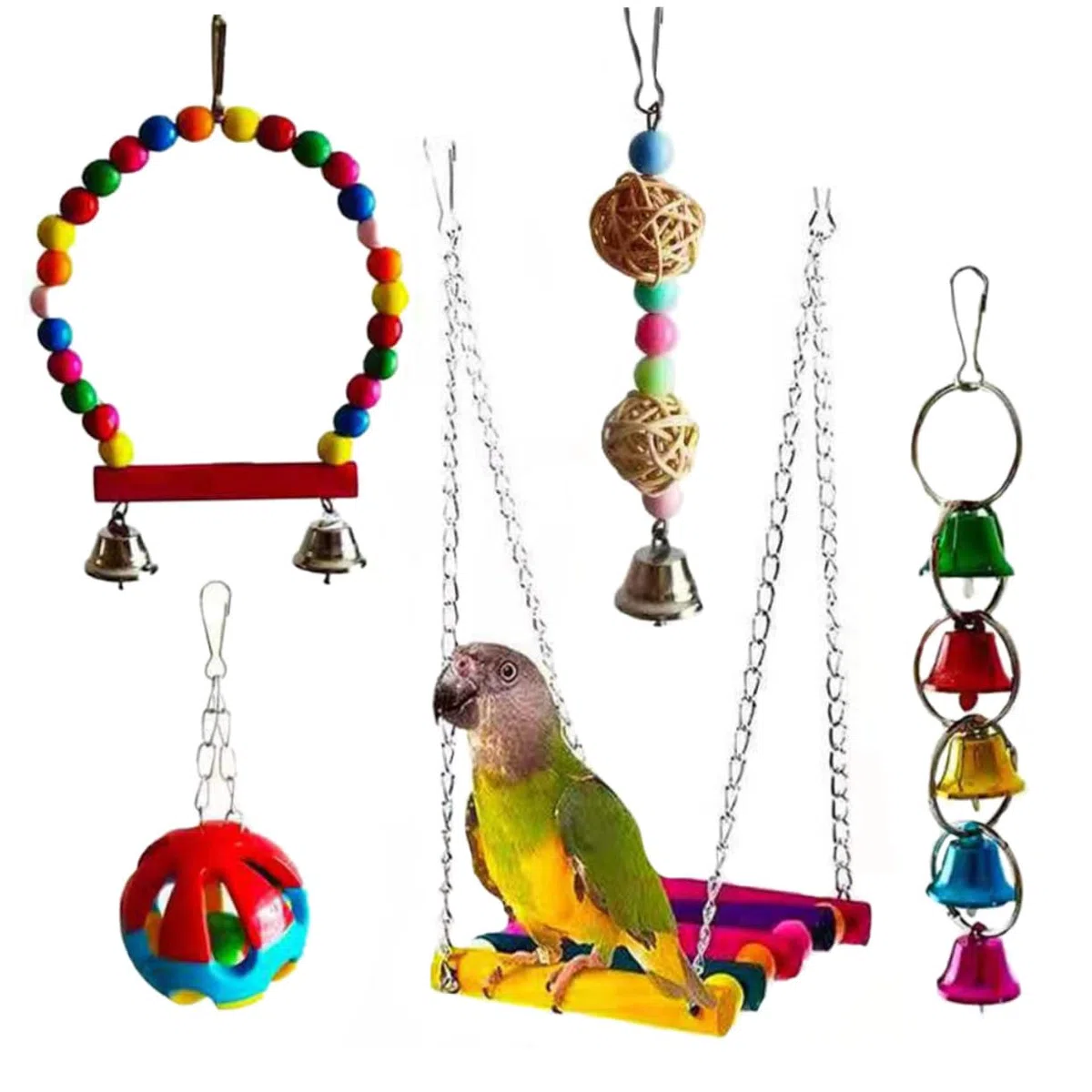 5 Piezas Juguetes para Pájaros Material Natural y Duradero Juego para Masticar y Desarrollar Inteligencia de Loros y Aves Pequeñas Ligero y Portátil