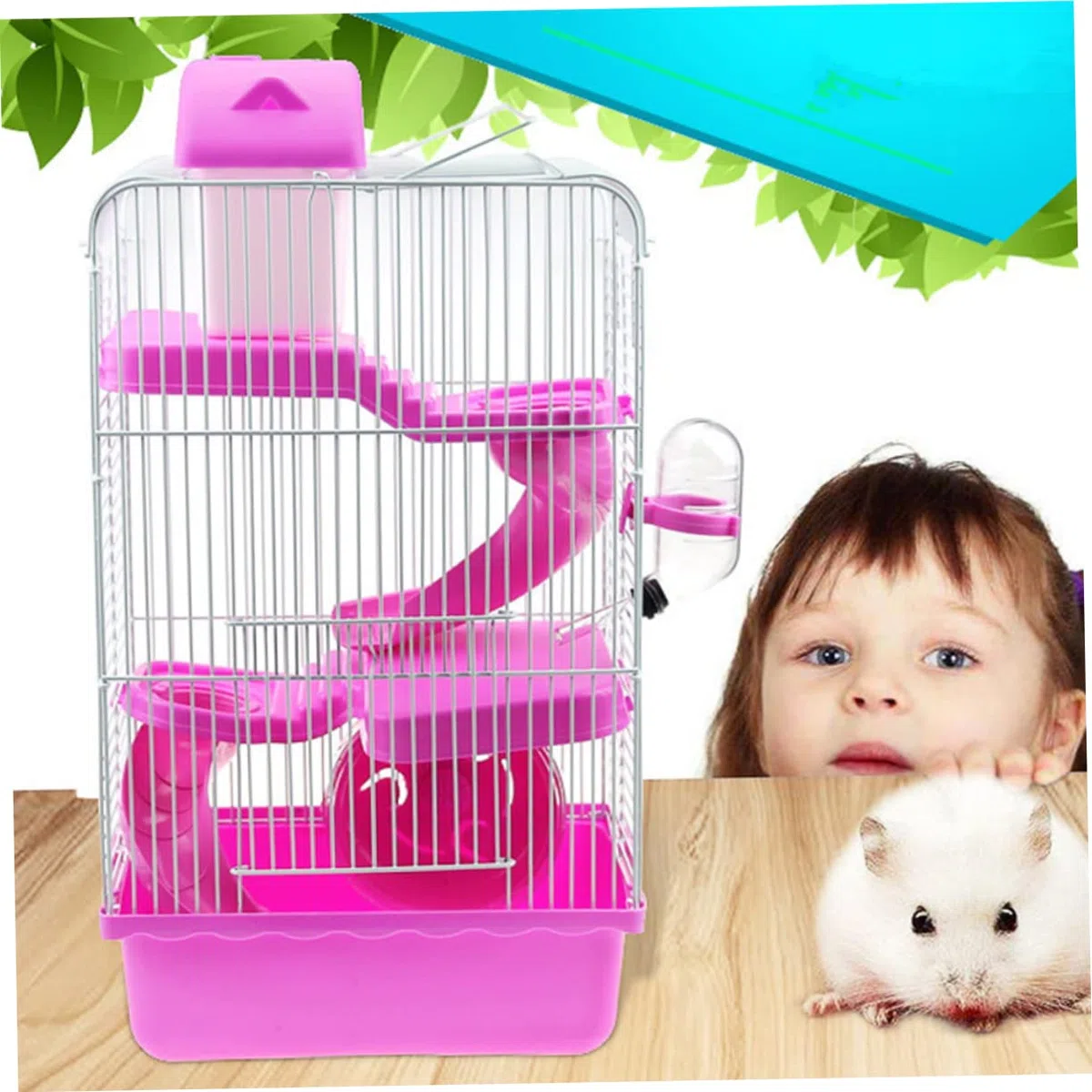 VANZACK Jaula para Animales Pequeños Jaula para Hámster para Cobayas para Hámster para Hámster para Mascotas Pequeñas Rosa para Mascotas