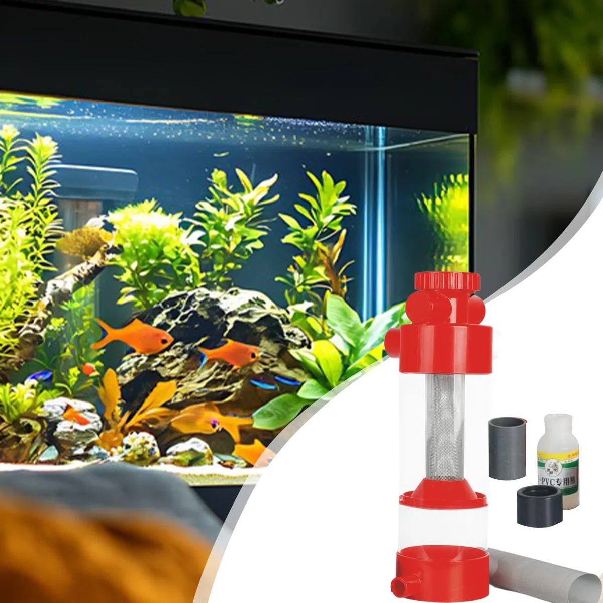 Filtro Recogedor de Cacas de Peces Separador Filtro de Excrementos para | Equipo de Limpieza, Separador Externo para Filtración de Acuario Betta y Gambas