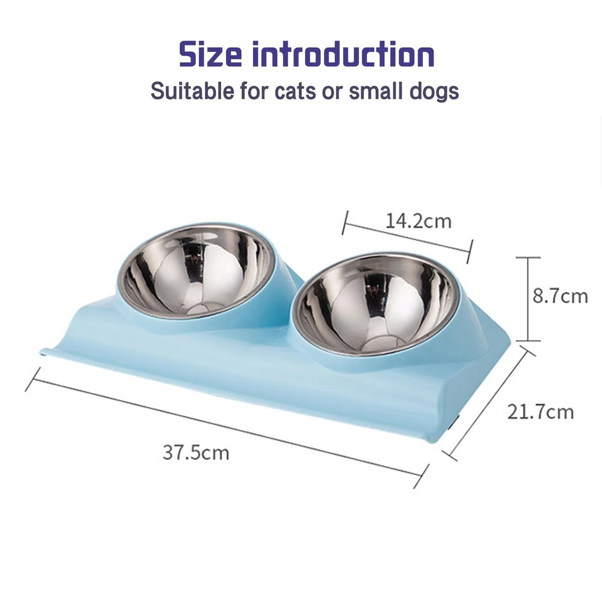Comedero Doble for Mascotas con Base elevada, Antideslizante, Inclinado a 15 Grados, for Comida y Agua, Color Rosa