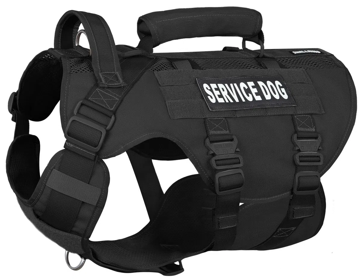 Arnés de elevación para perros grandes, arnés de malla militar transpirable con chaleco Molle con hebilla de metal de 39 g para entrenamiento, senderismo y caminata