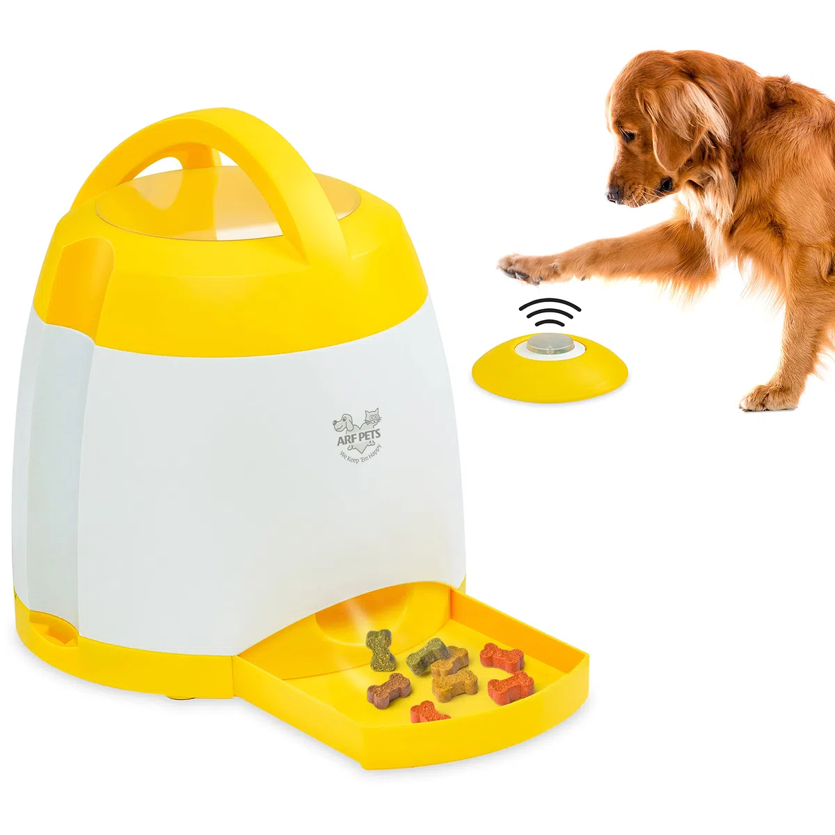 Arf Pets Dispensador de Golosinas para Perros con Botón Remoto – Juego Inteligencia Perros para la Memoria Canina – Premia Mientras Entrenas, Fomenta el Ejercicio con Recompensas y Mejora la Memoria