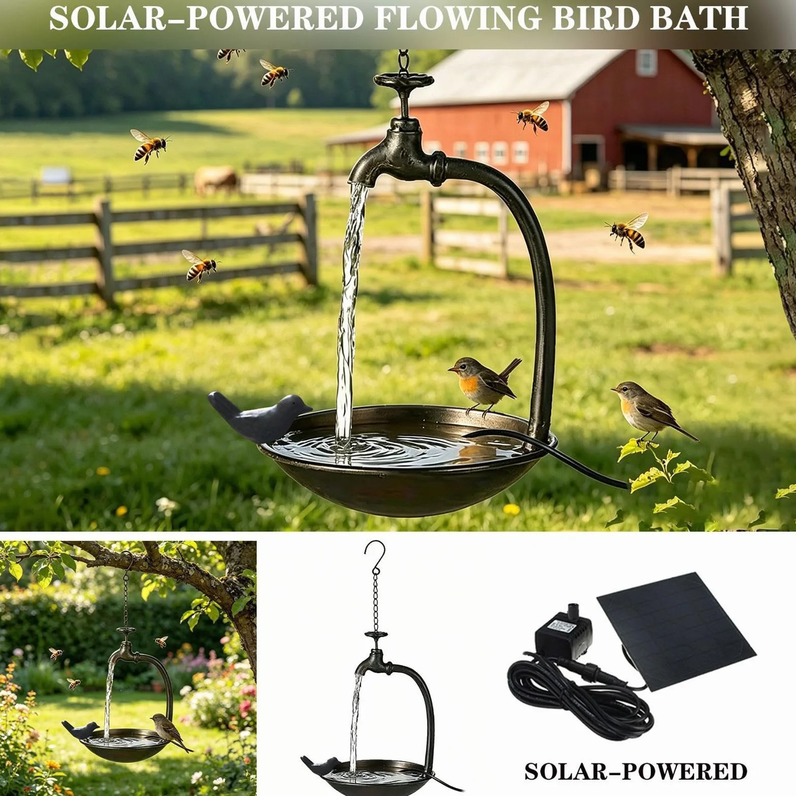 Baño Para Pájaros De Jardín Cuenco Metálico Con Forma Grifo Y Animales