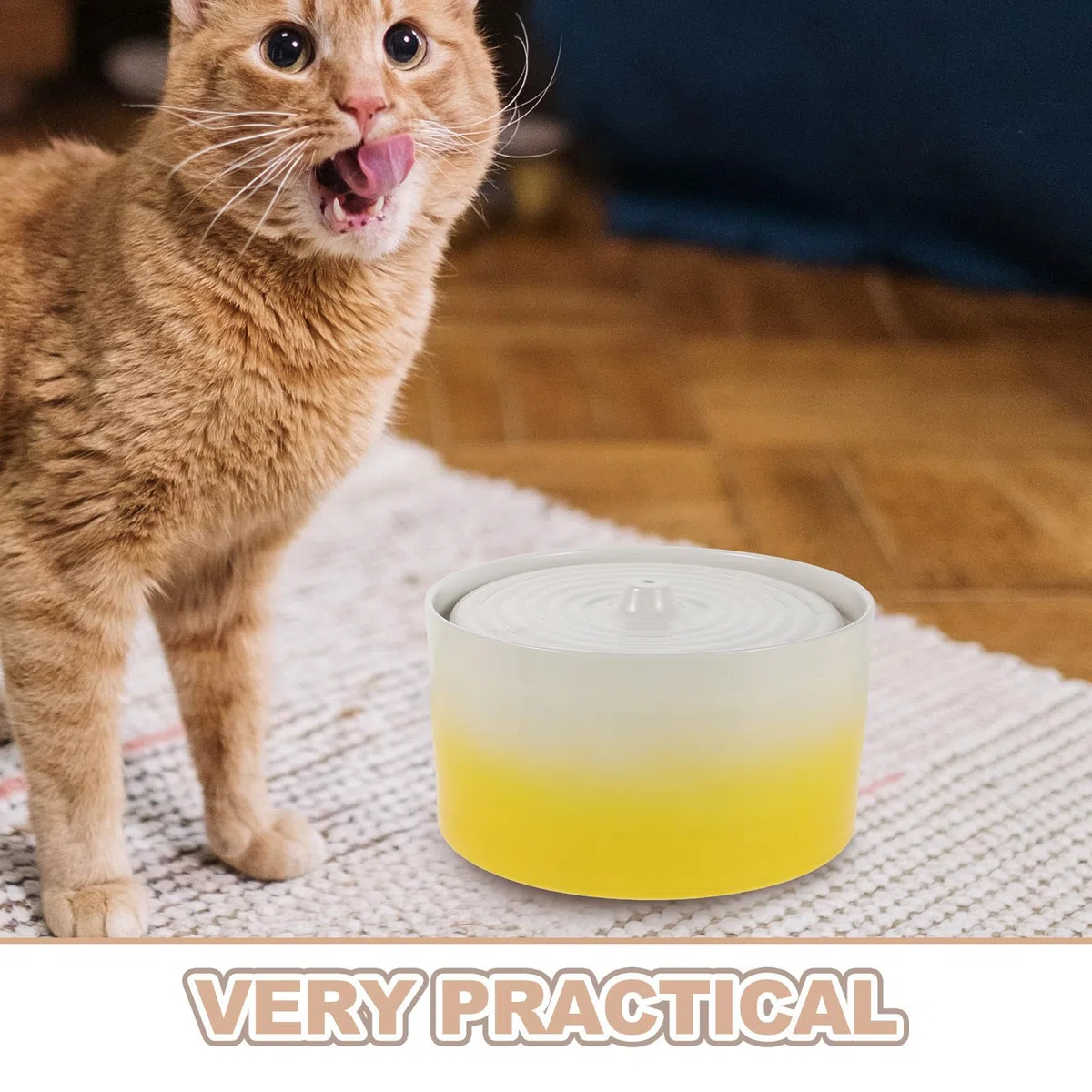 VILLCASE Fuente de Agua para Gatos de Cerámica Capacidad de 1300ml y Sistema de Calefacción, Bebedero para Mascotas Adecuado para Meses Fríos y Hogares Varios Gatos