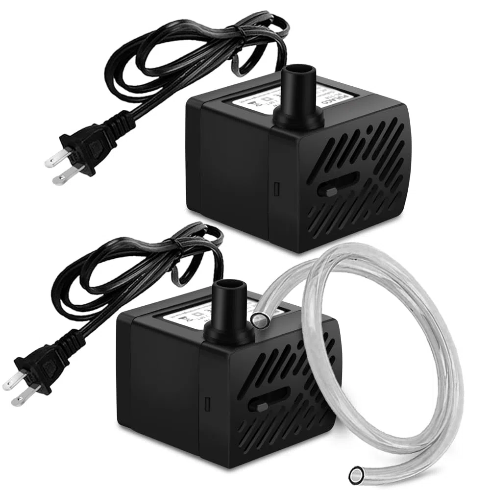 PULACO 2 mini bombas de fuente (50 GPH 3 W), bomba de agua sumergible ultra silenciosa para acuario, tanque de peces pequeño, fuente de agua para mascotas, fuentes de mesa, jardines de agua y sistemas