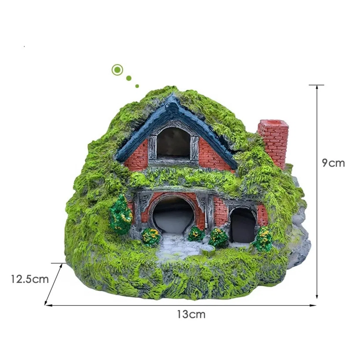 Decoración de Acuario Hobbit, pequeña habitación paisajística, Cueva de Resina, pecera for Reptiles(Green02)