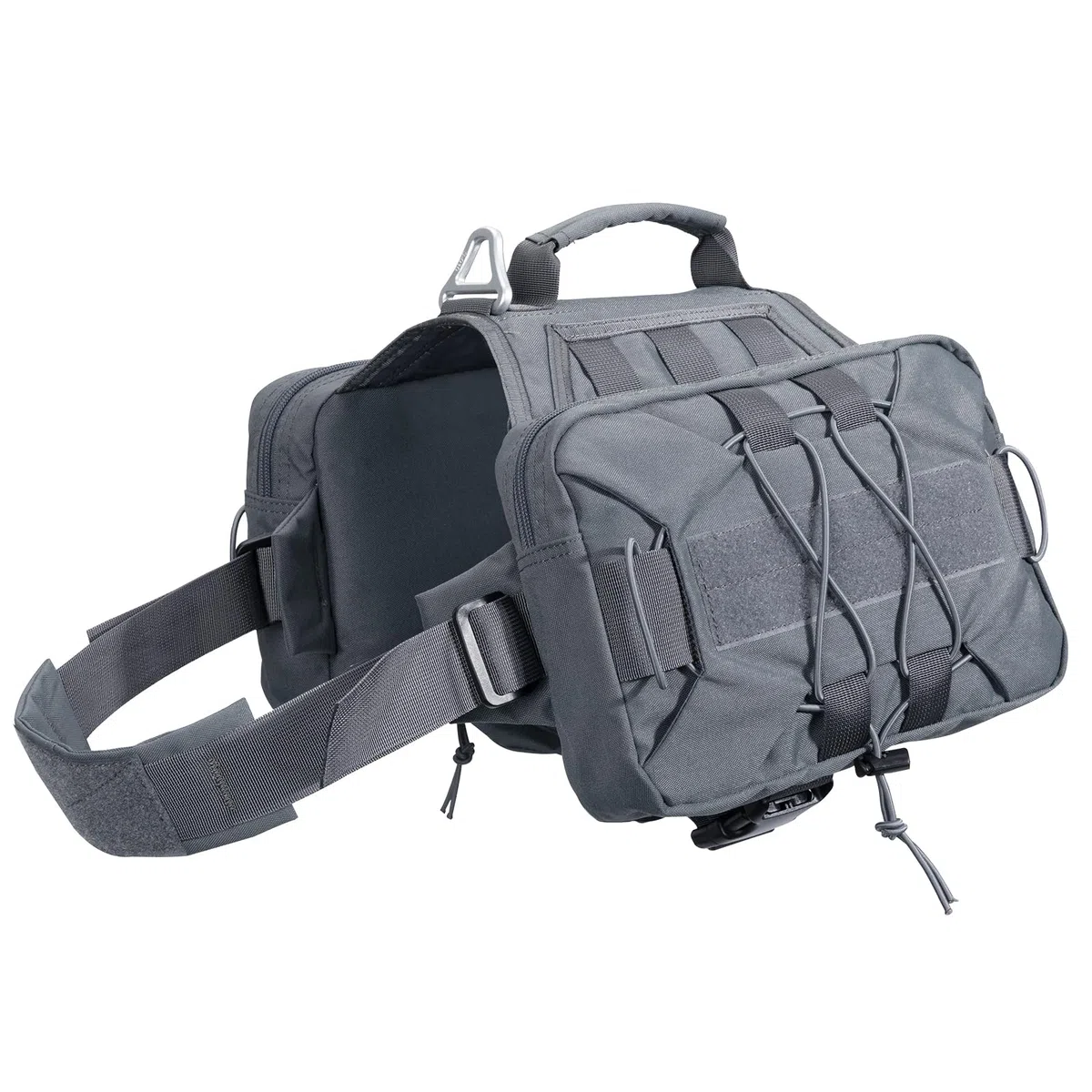 EXCELLENT ELITE SPANKER Mochila para perro para acampar, senderismo, perros medianos y grandes con 2 bolsillos laterales grandes (M, gris)